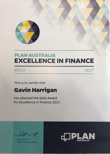 Plan Australia 2017 excellence in finance award