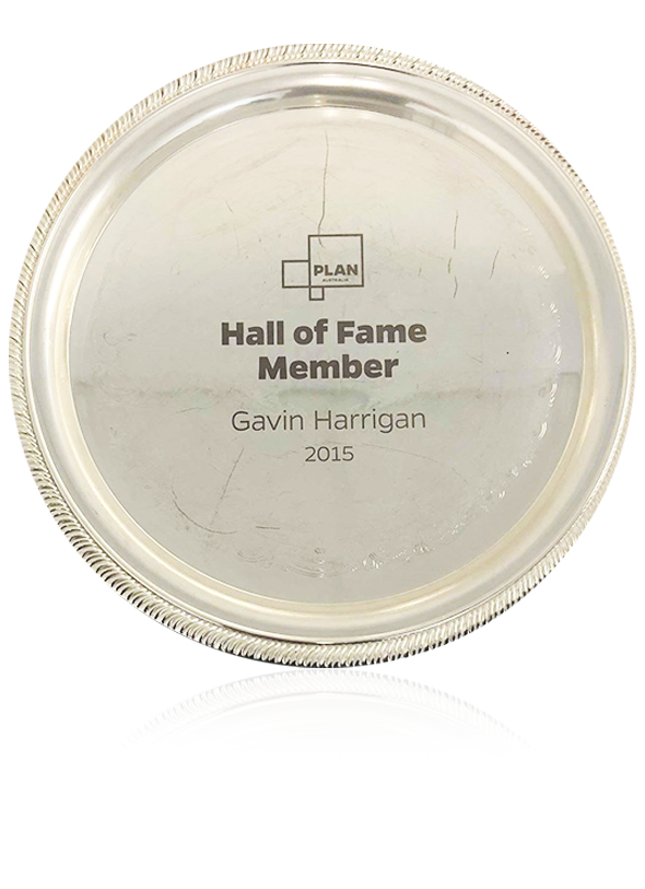 Gavin awarded the Plan Australia hall of fame award in 2015