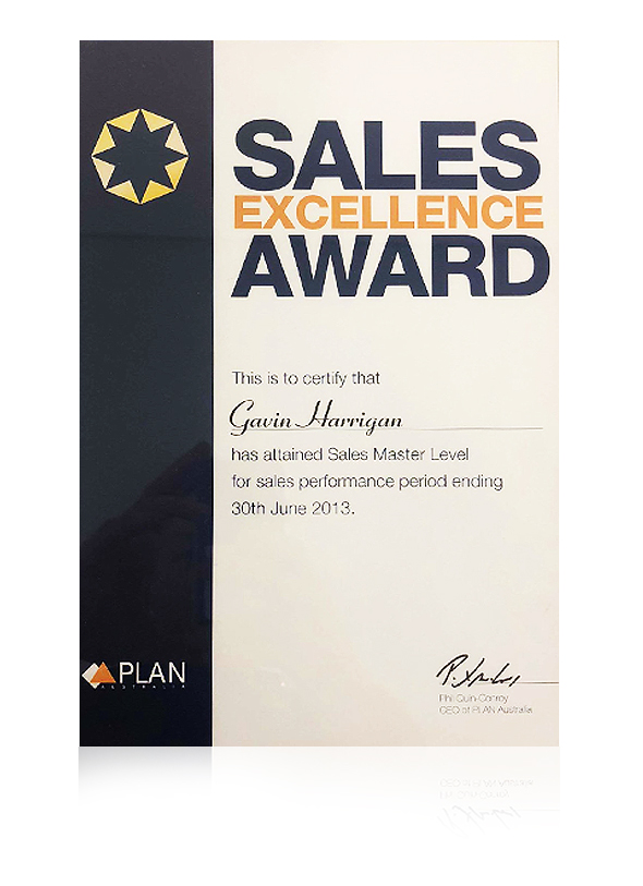 The plan Australia sales excellence award in 2013