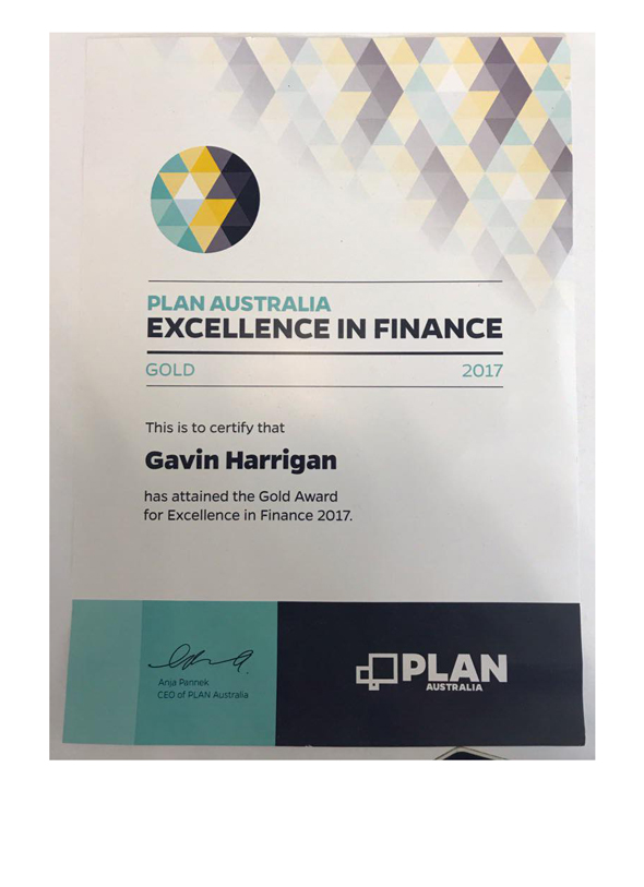 Plan Australia general excellence in finance award 2017