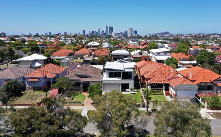 Perth urban landscape aerial view.