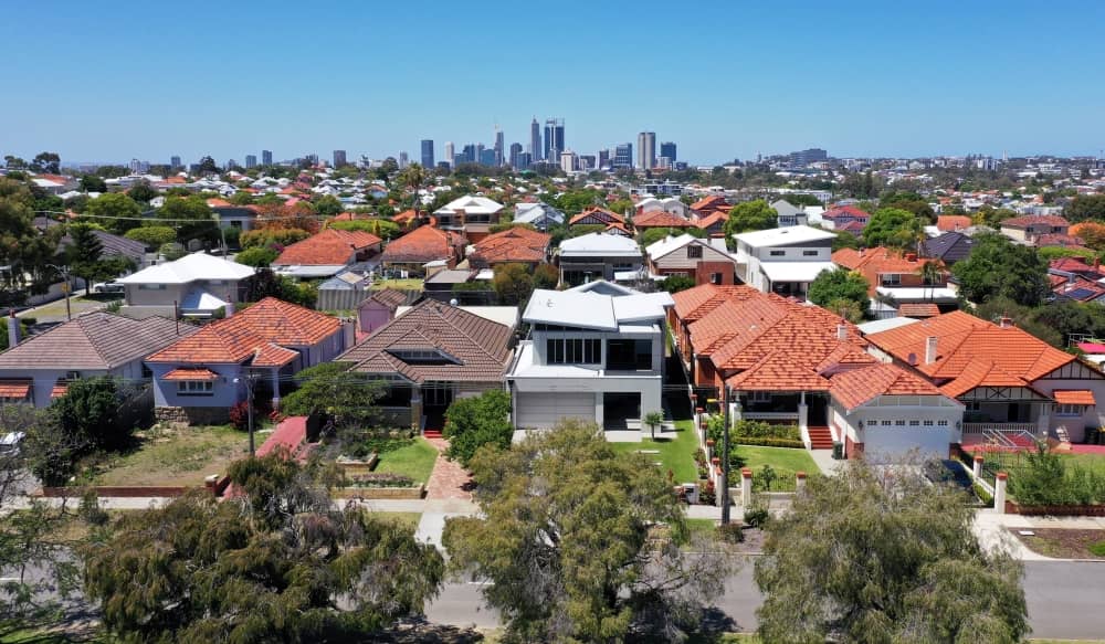 Perth urban landscape aerial view.